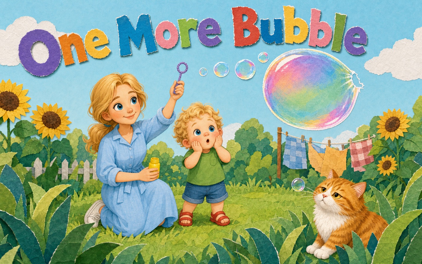 A shimmering bubble above a garden